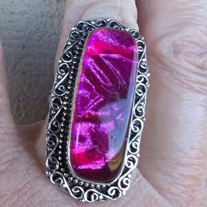 Pink Triplet Opal Gemstone Ring in 925 Sterling Silver (7)